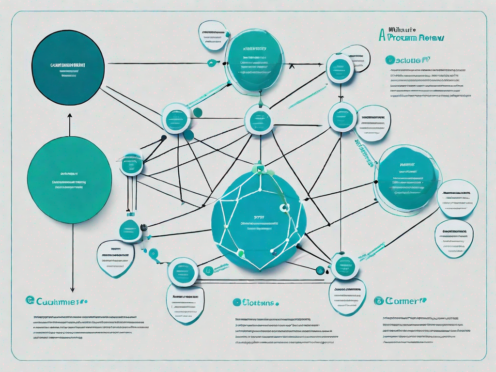 A pert (program evaluation review technique) chart with various nodes and paths