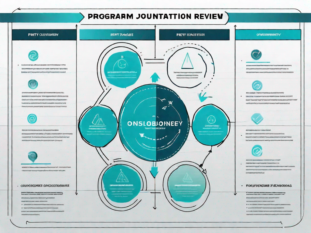 A pert (program evaluation and review technique) chart with various stages representing the customer journey