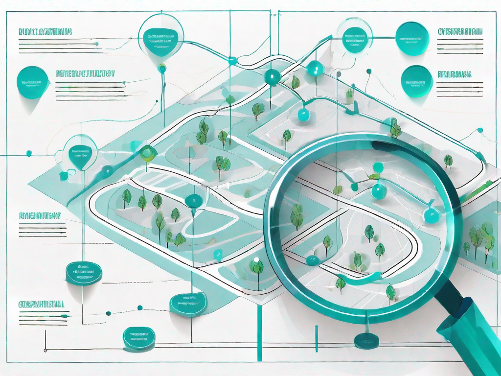 A road map with various points