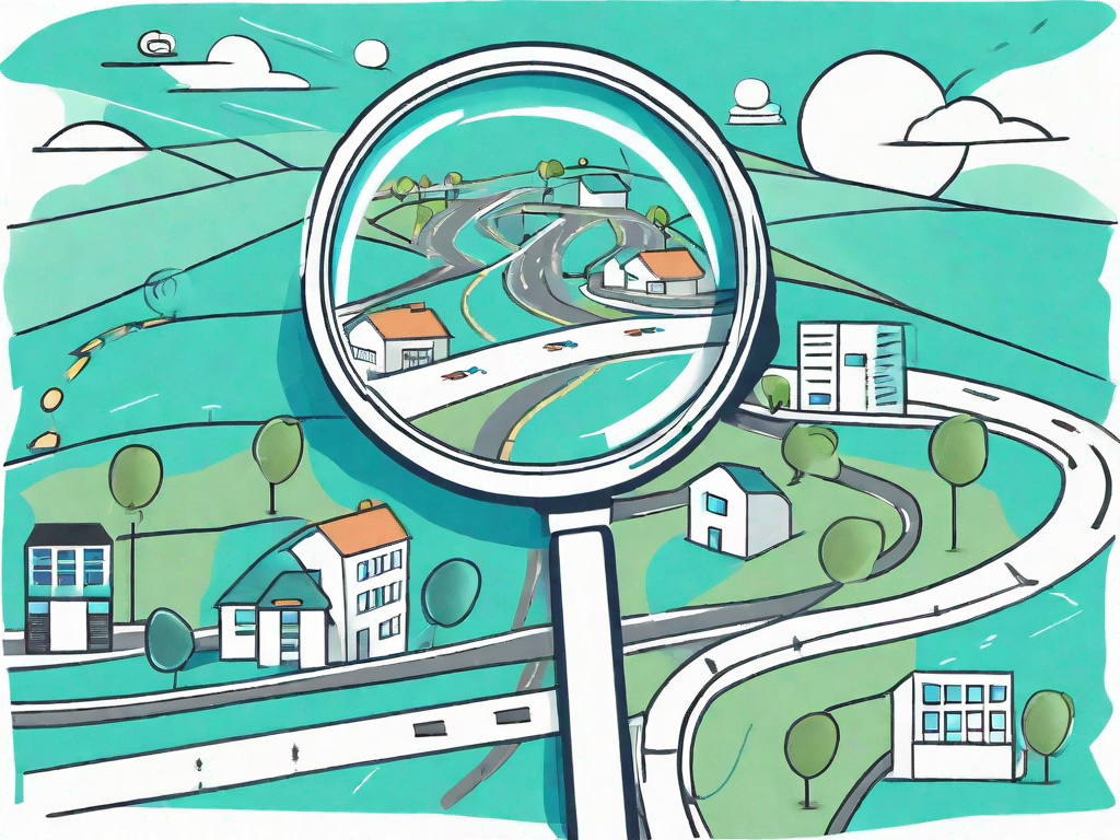 A road map with various stops representing stages in the customer journey