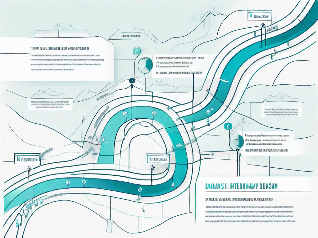 A roadmap interwoven with various pert diagrams