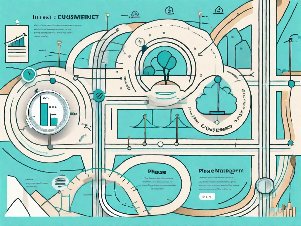 A roadmap with various milestones symbolizing the customer journey