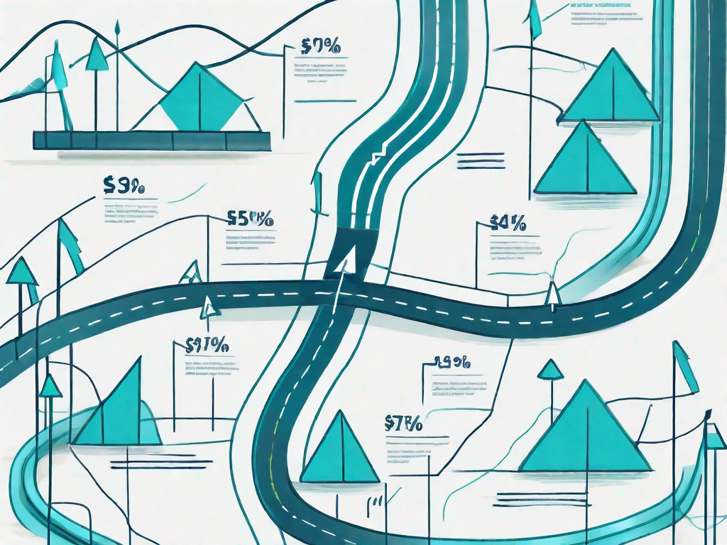 A road map intertwined with a financial graph