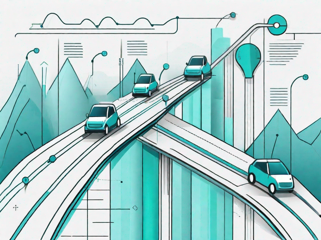 A road map with various milestones symbolizing the customer journey