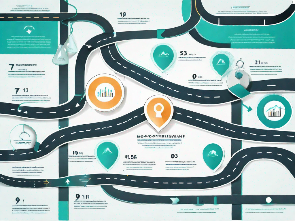 A road map with various milestones symbolizing the customer journey