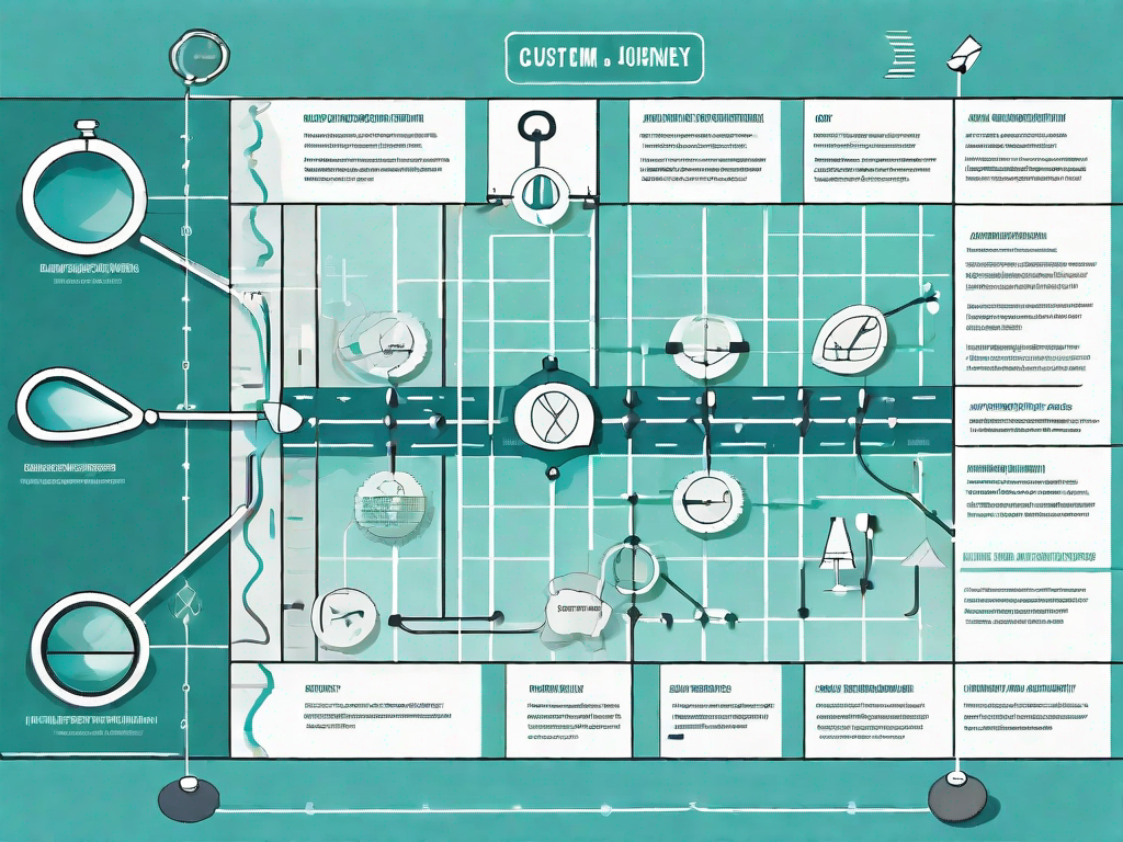 A customer journey map represented as a matrix grid