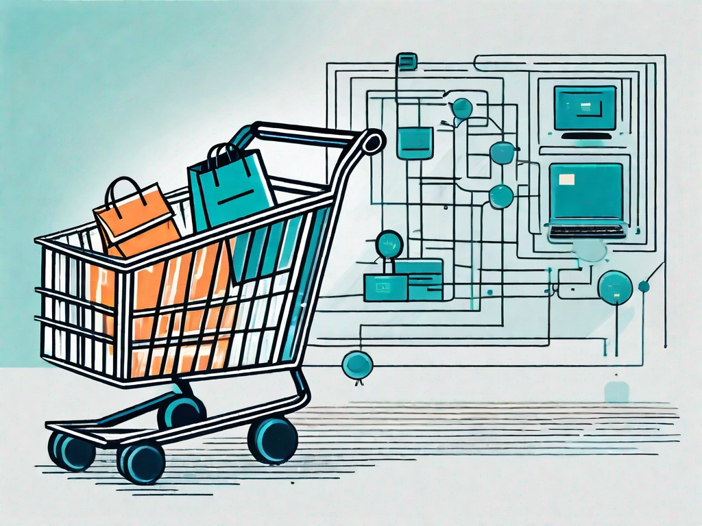 A shopping cart navigating through a complex matrix