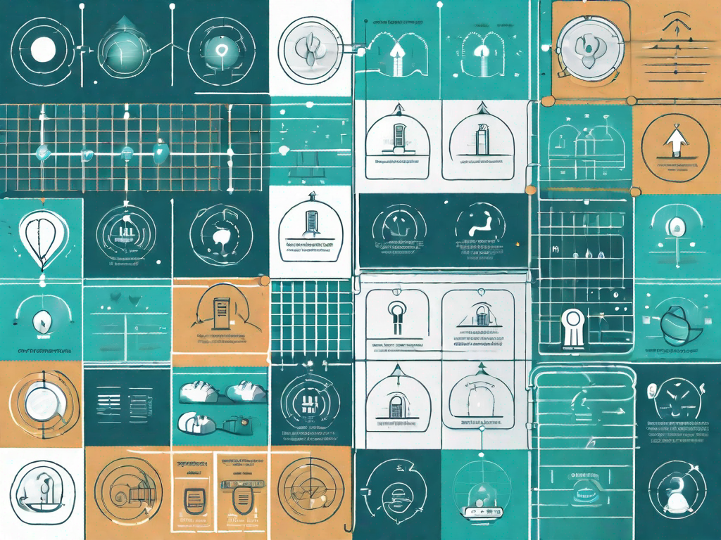 A matrix grid with various symbolic icons representing different stages of a customer journey