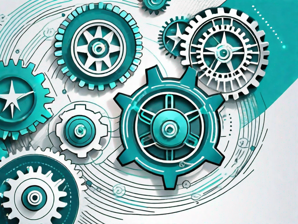 A dynamic system with interconnected gears and dials