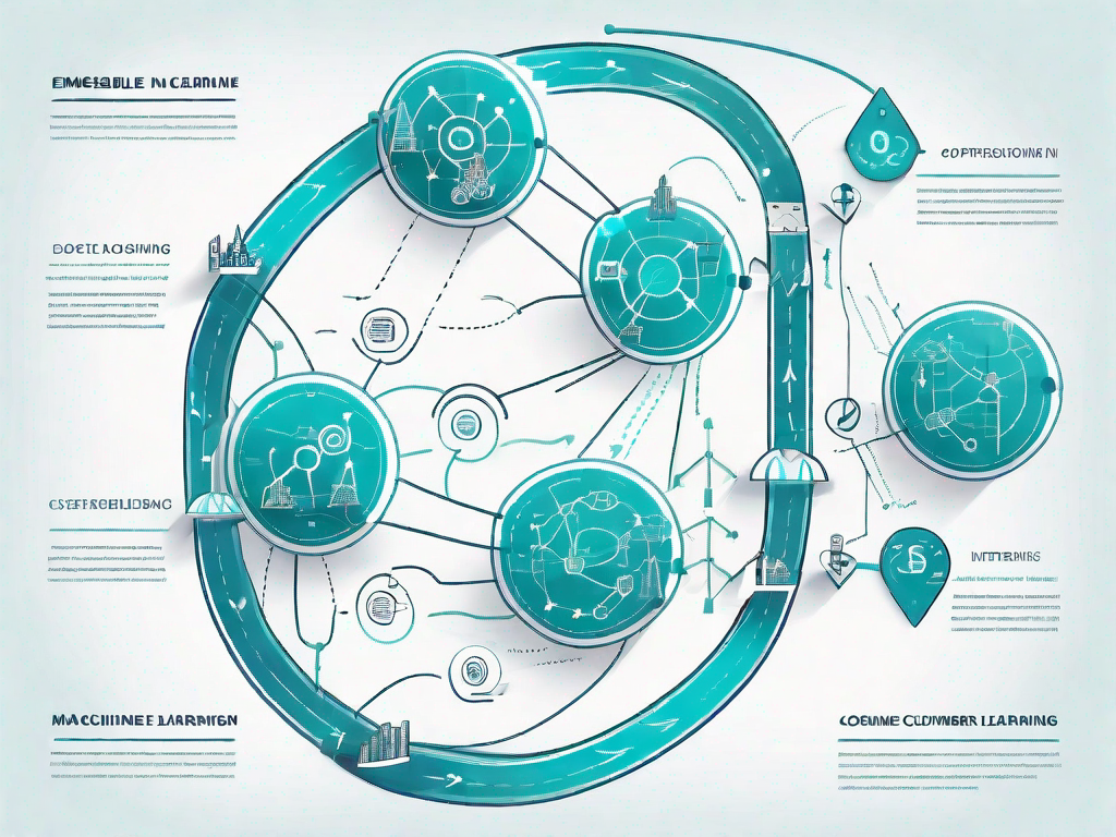 A roadmap intertwining with various machine learning symbols