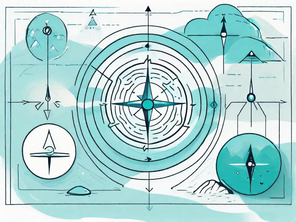 A symbolic journey path with various stepping stones representing different stages of customer interaction