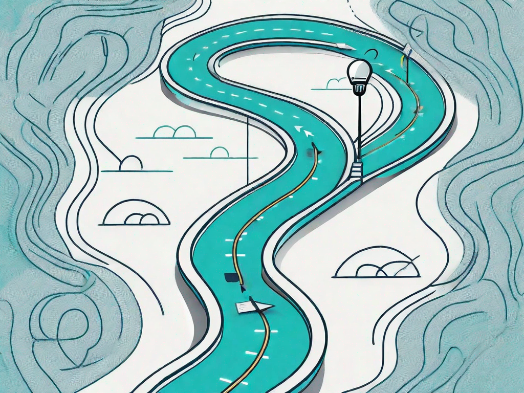 A path winding through various stages symbolizing the customer journey