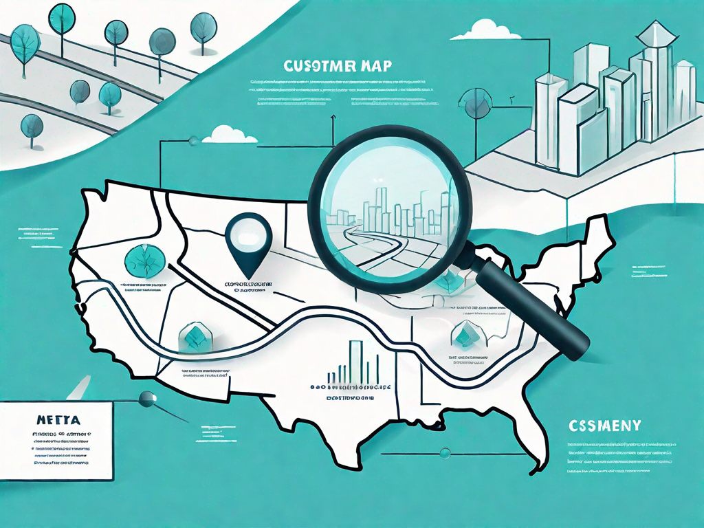 A road map with various checkpoints representing different stages of a customer journey