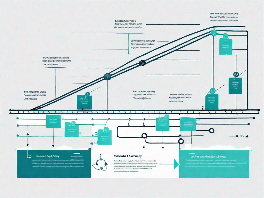 A roadmap with various points indicating stages of a customer journey