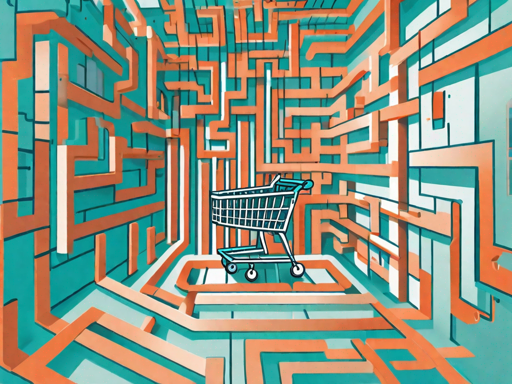 A shopping cart navigating through a maze