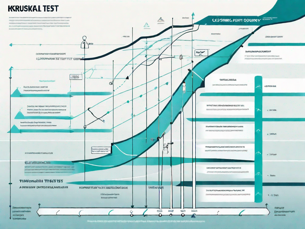 A symbolic customer journey path that splits into different directions