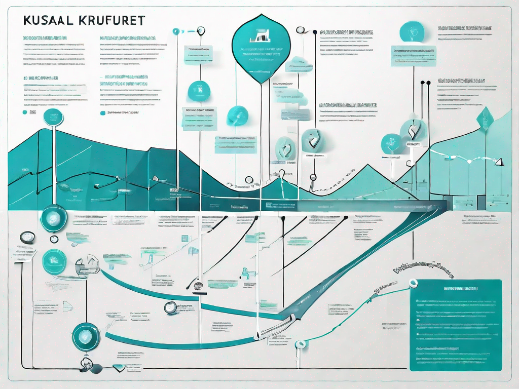 A symbolic customer journey map leading to a large