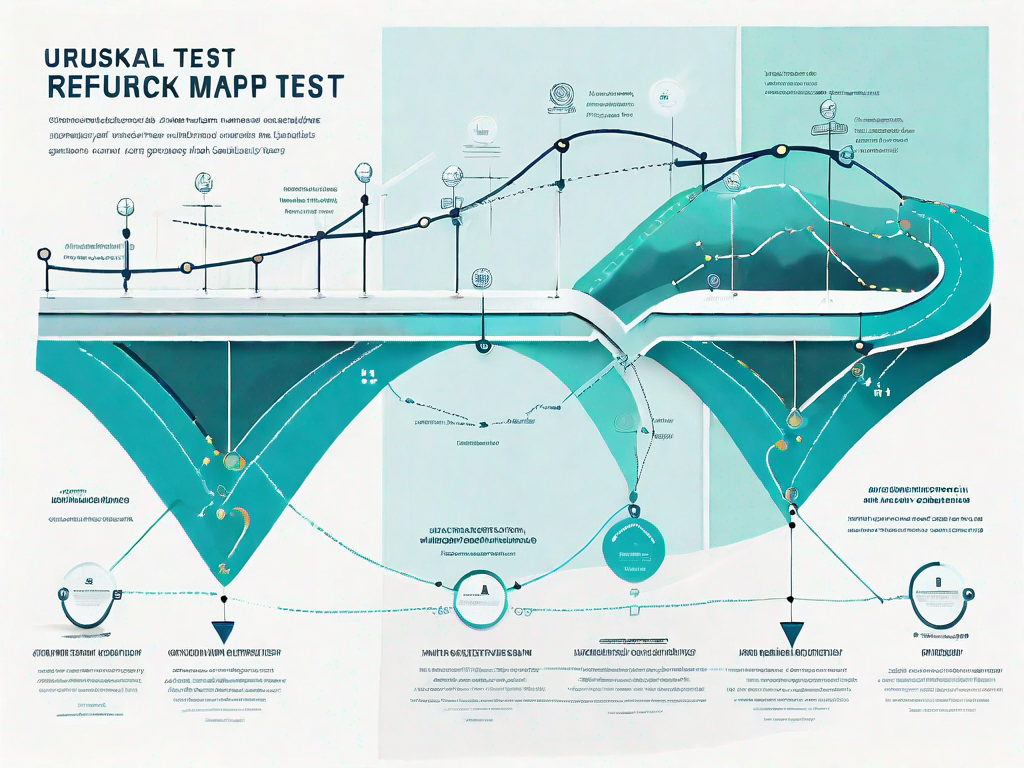 A pathway or journey map intertwined with statistical graphs and charts