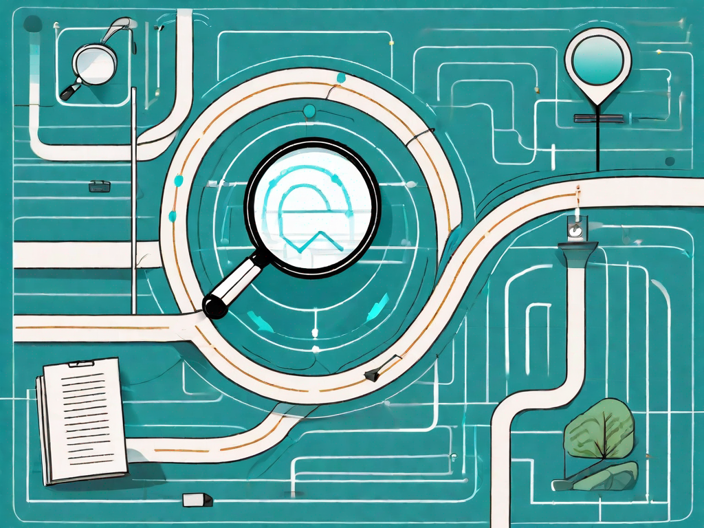 A winding path (representing the customer journey) with various checkpoints along the way