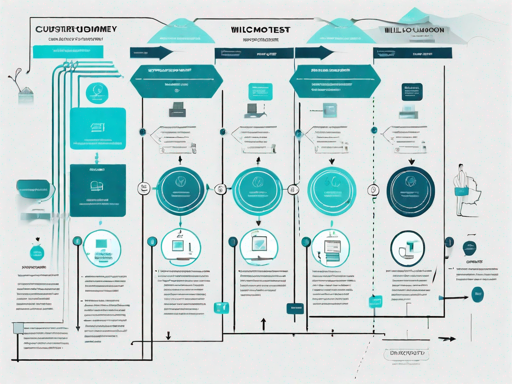 A customer journey map with various stages of purchase