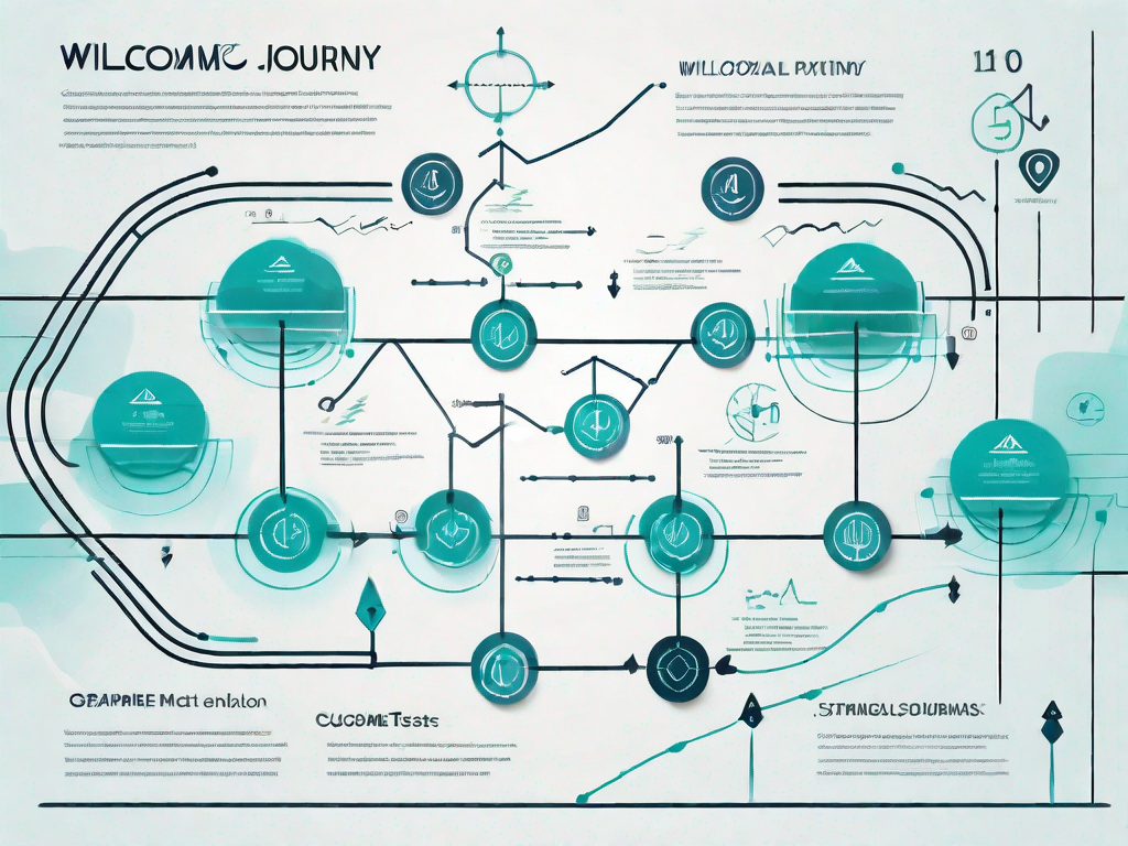 A roadmap with various statistical symbols and graphs