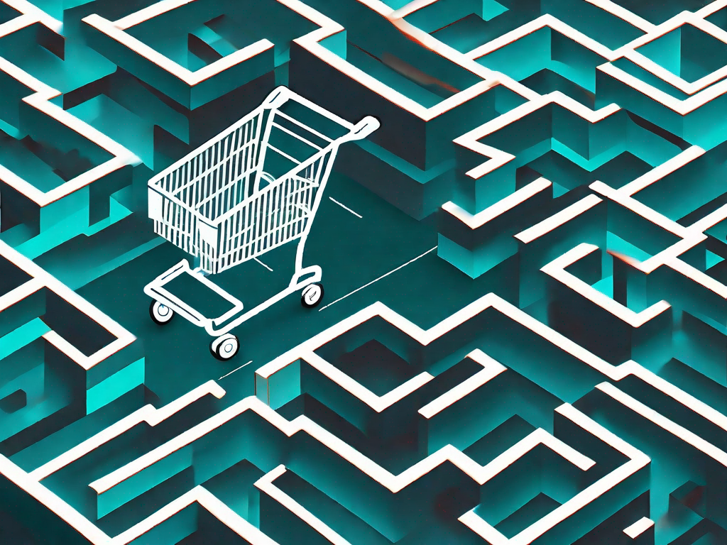 A shopping cart navigating through a complex maze