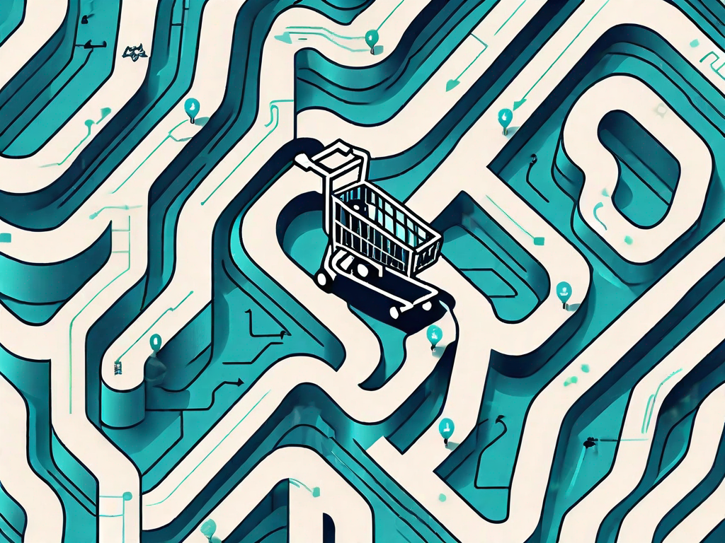 A shopping cart navigating through a complex maze