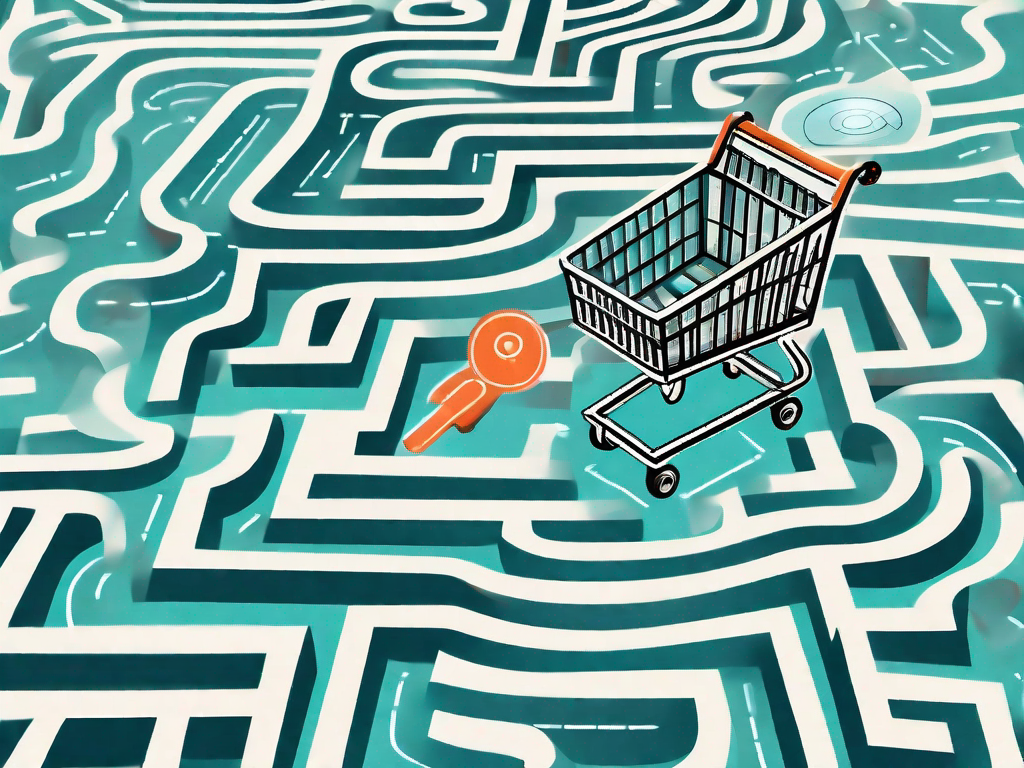 A shopping cart navigating through a complex maze