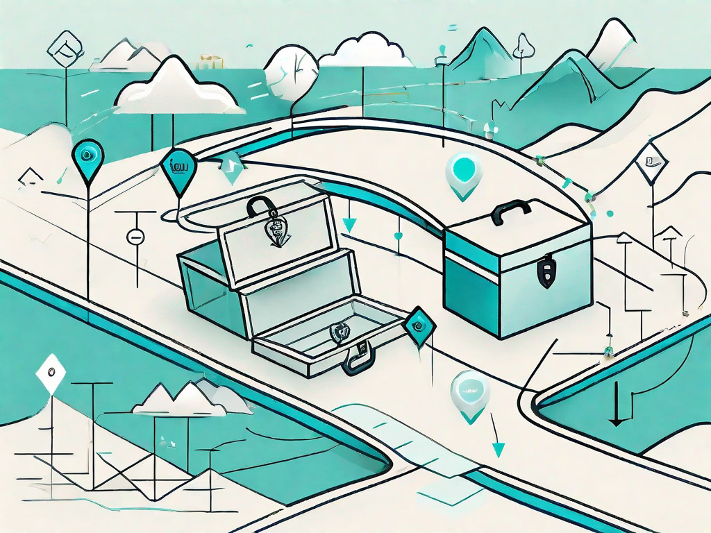 A road map with various milestones symbolizing the customer journey