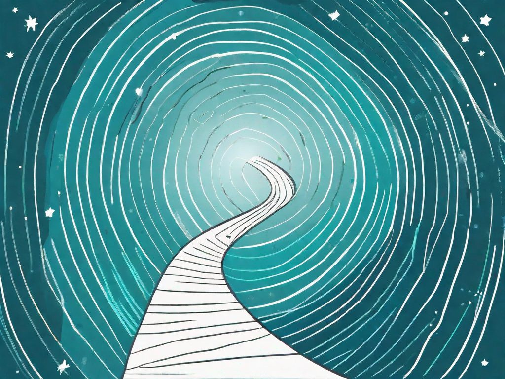 A winding path (representing the customer journey) intersecting with a graph (representing the canonical correlation analysis)