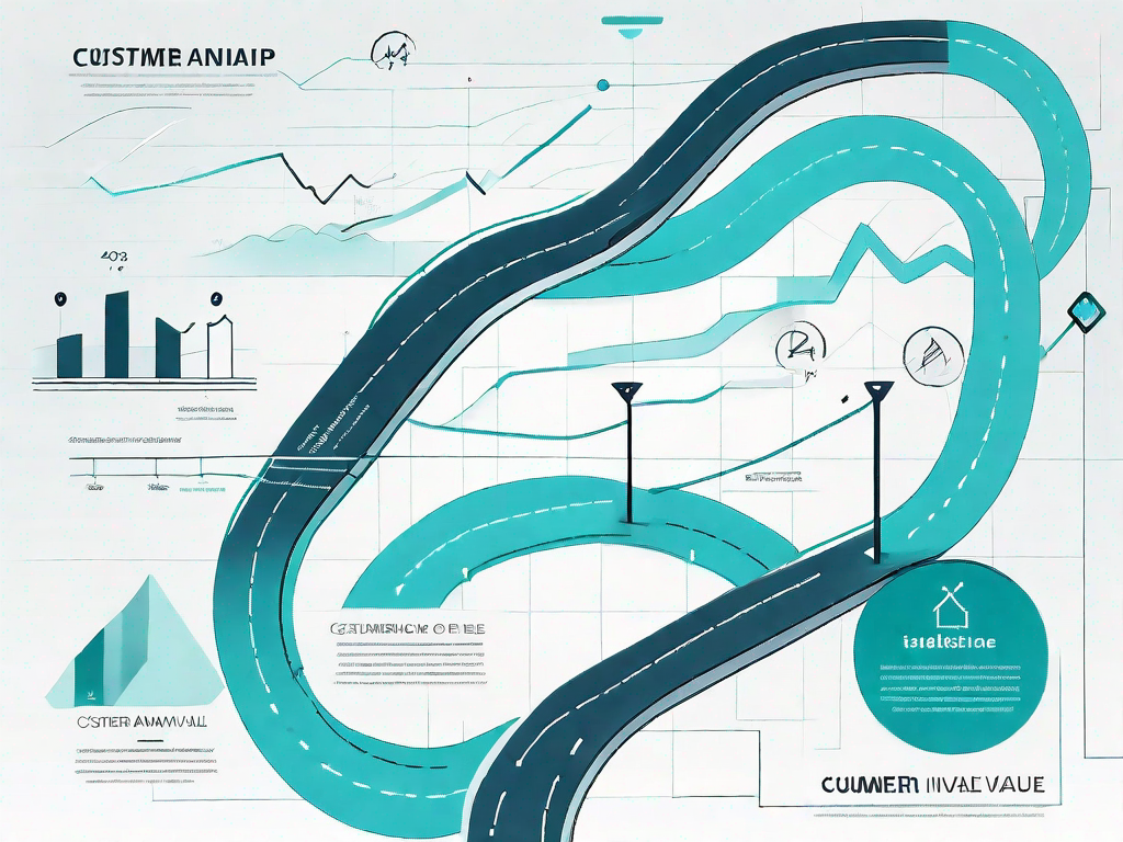 A roadmap intertwined with statistical graphs and symbols