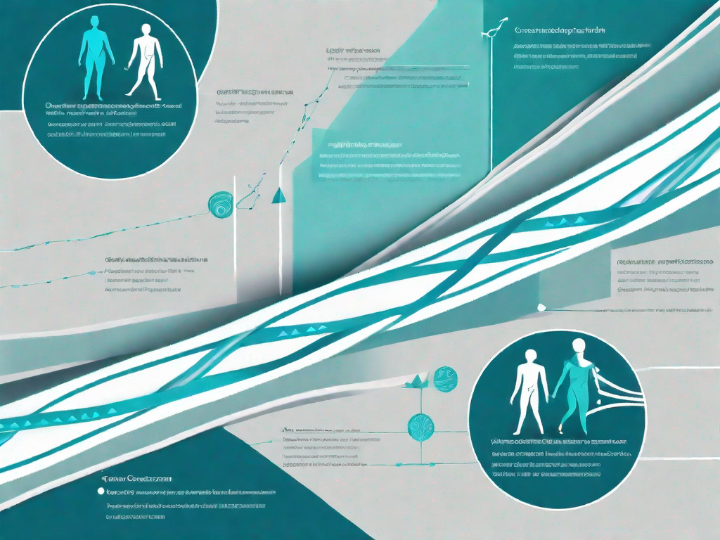 A symbolic customer journey path intertwined with dna strands