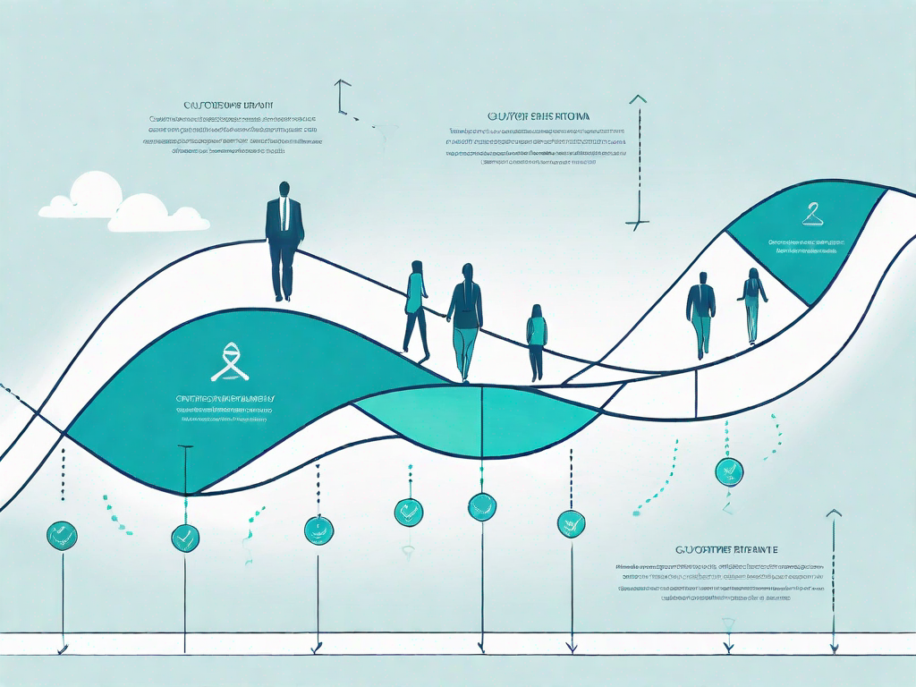 A symbolic customer journey path shaped like a dna strand