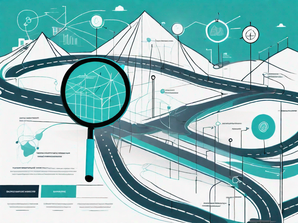 A roadmap with various paths representing the customer journey