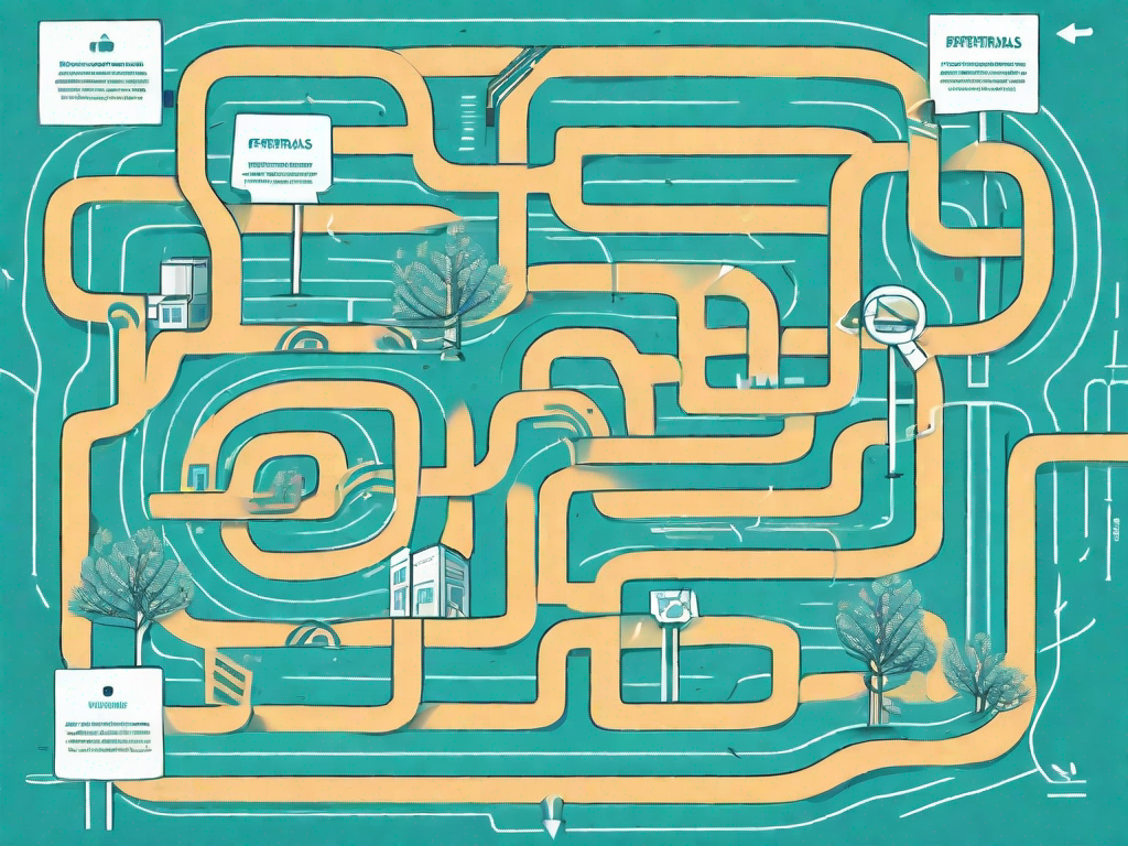 A maze-like path representing the customer journey