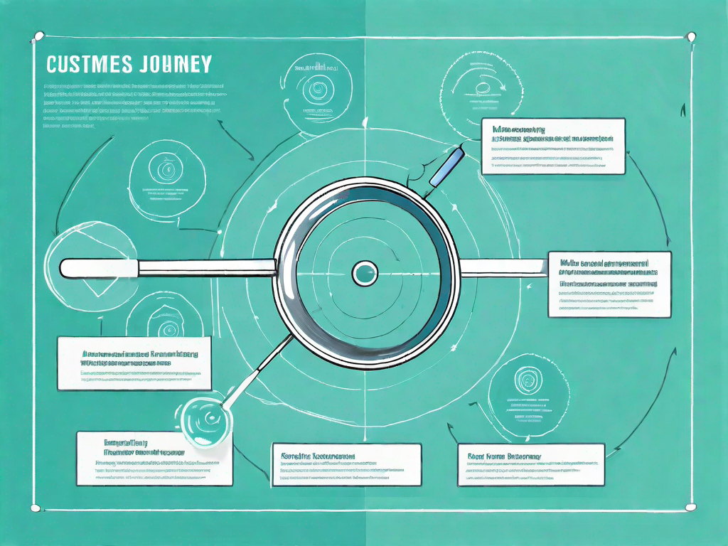 A symbolic customer journey map with various dimensions and stages