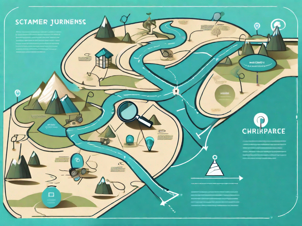 A map with different paths representing the customer journey