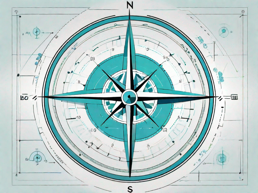 A navigational compass superimposed on a digital screen