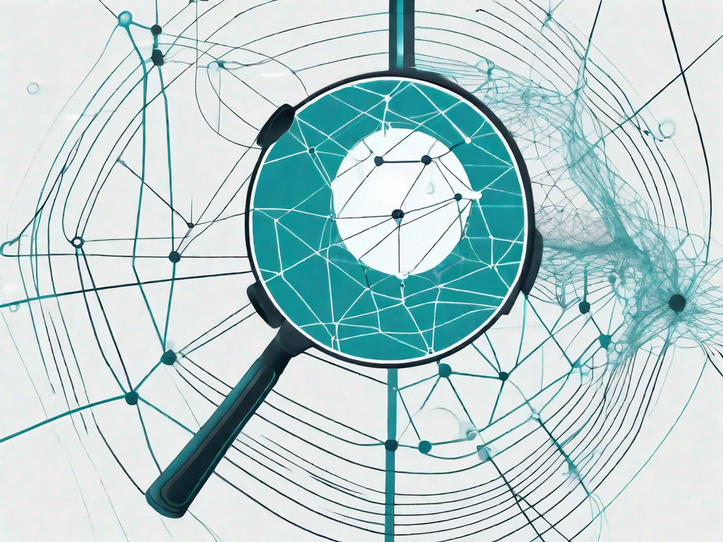 A symbolic customer journey path that leads towards a large magnifying glass