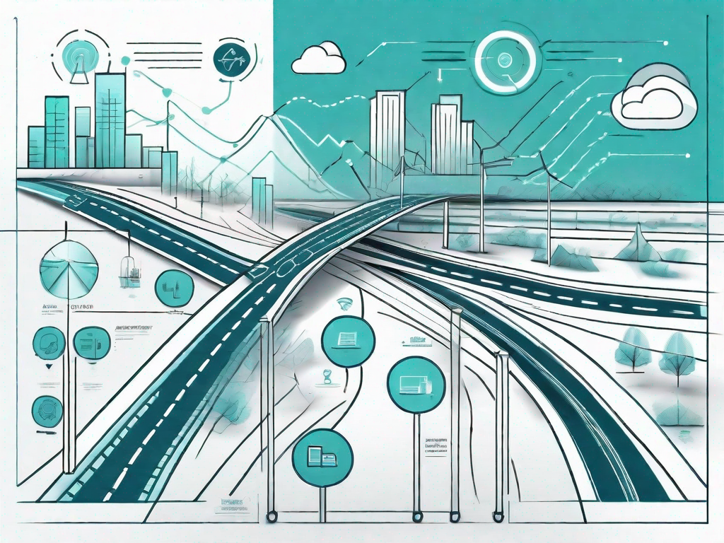 A digital road map with various stages