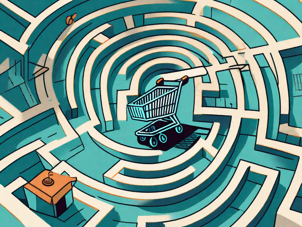 A shopping cart navigating through a maze