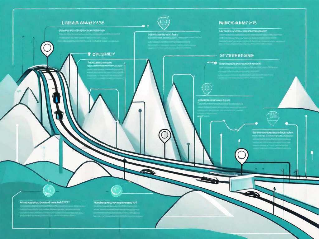 A road map with various points indicating stages of the customer journey