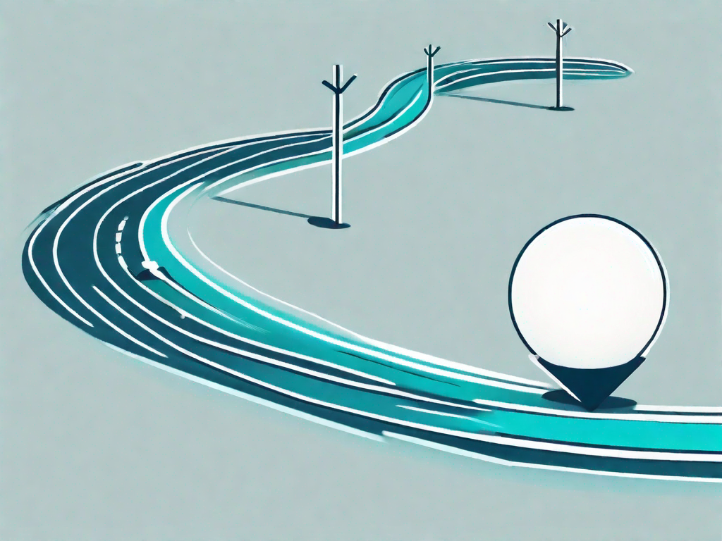 A winding path (representing the customer journey) with signposts (representing taguchi methods) leading up to a bright