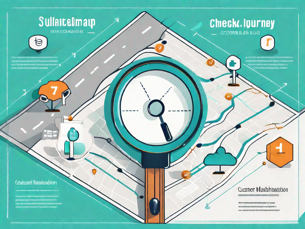 A road map with various checkpoints symbolizing the customer journey