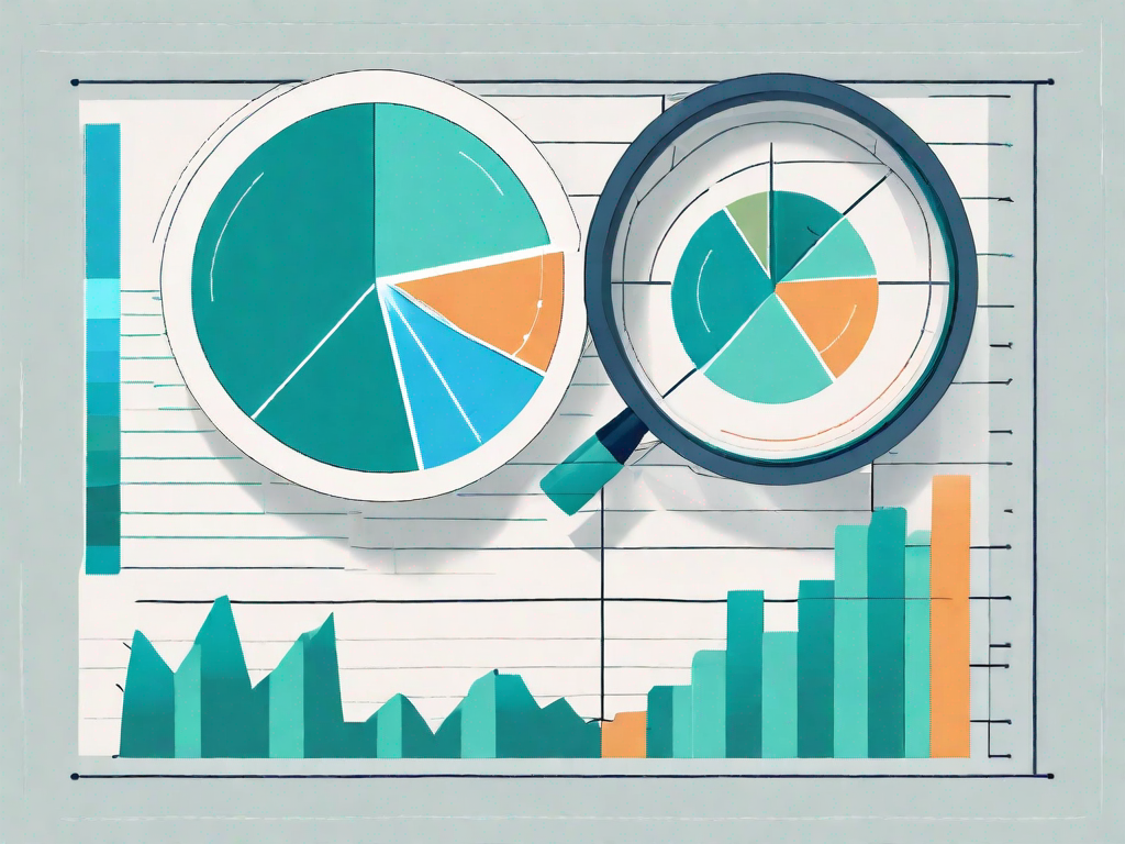 A magnifying glass over a segmented pie chart