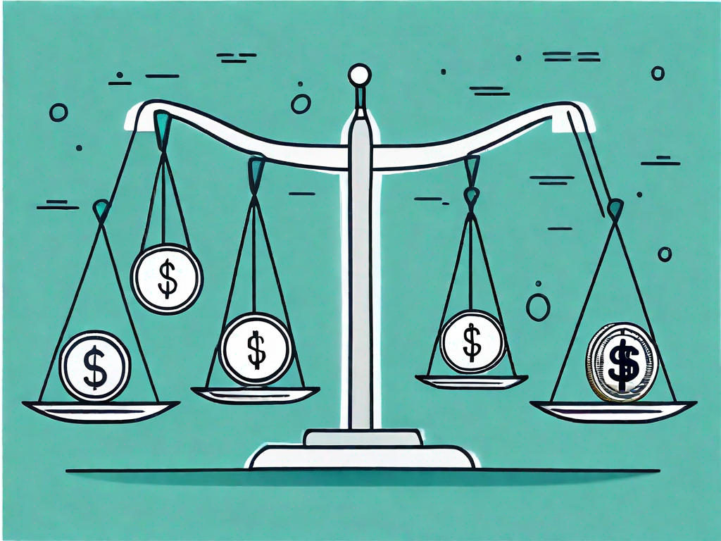 A balanced scale with various customer icons on one side and dollar signs on the other