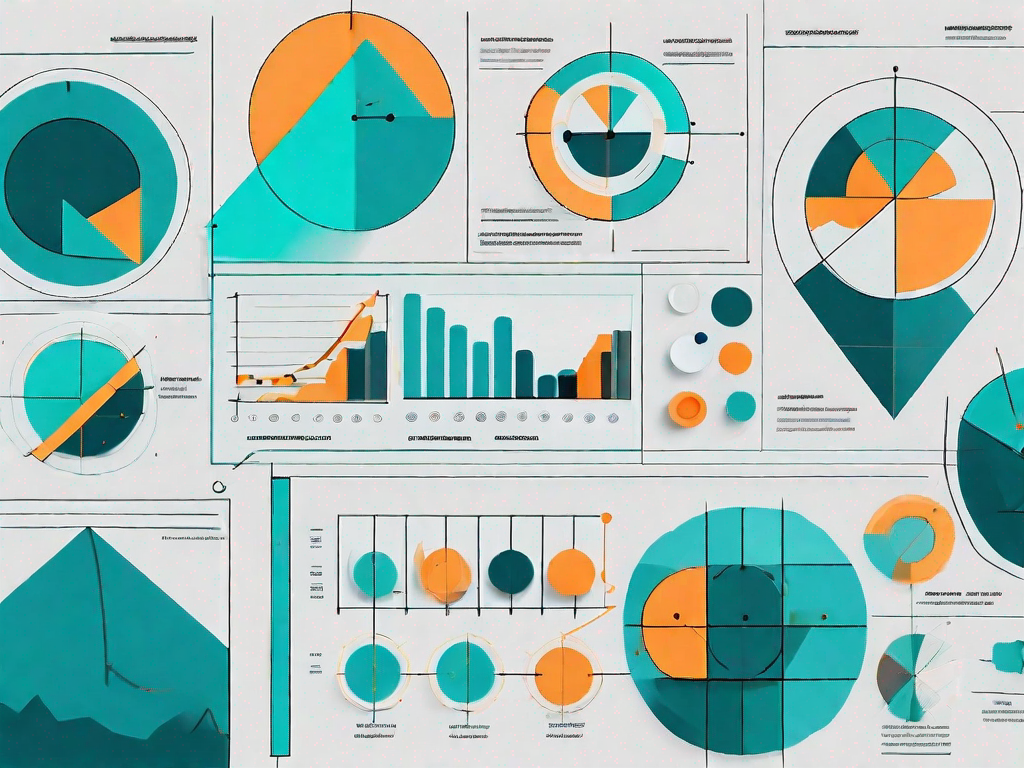 Various distinct groups of different colored shapes (to represent customer segments) on a graph or chart