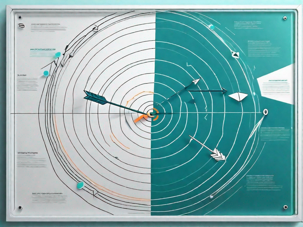 A target board with various arrows hitting different points