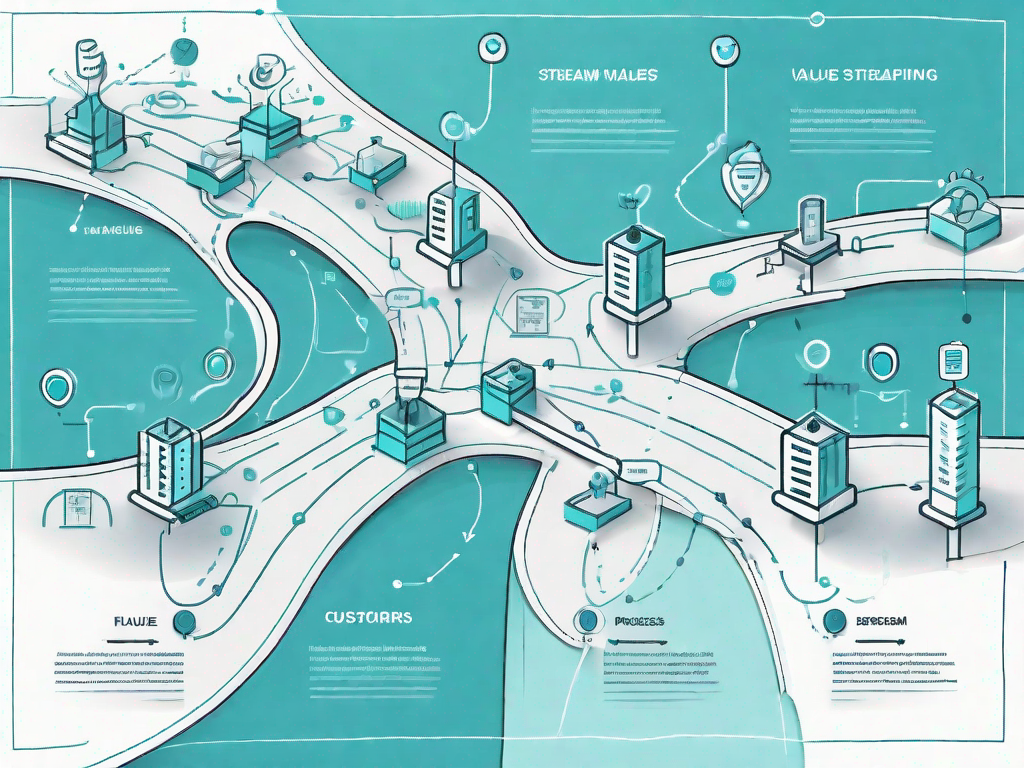 A flowchart or map with various stages