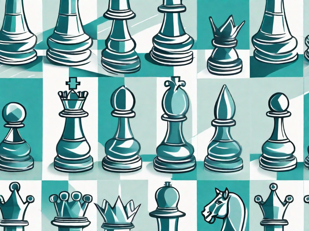 A chessboard with various pieces at different positions